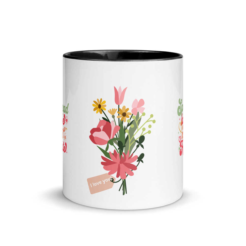 Spread Love Not Hate Flower Mug with Color Inside