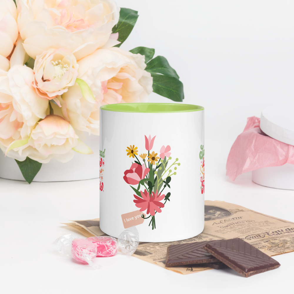 Spread Love Not Hate Flower Mug with Color Inside