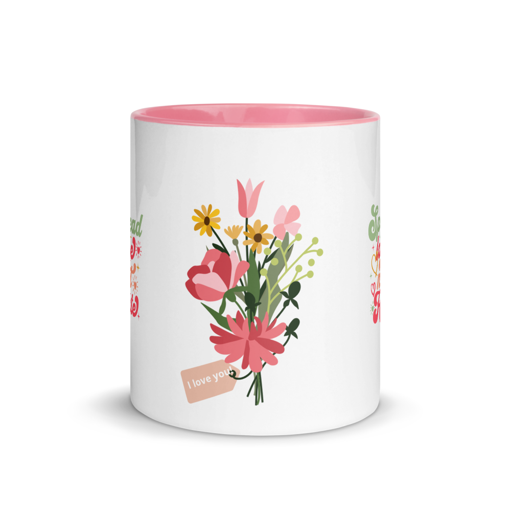 Spread Love Not Hate Flower Mug with Color Inside