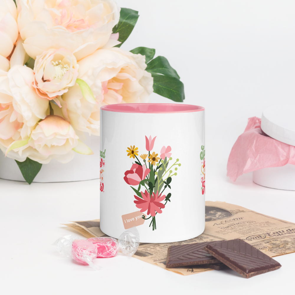 Spread Love Not Hate Flower Mug with Color Inside