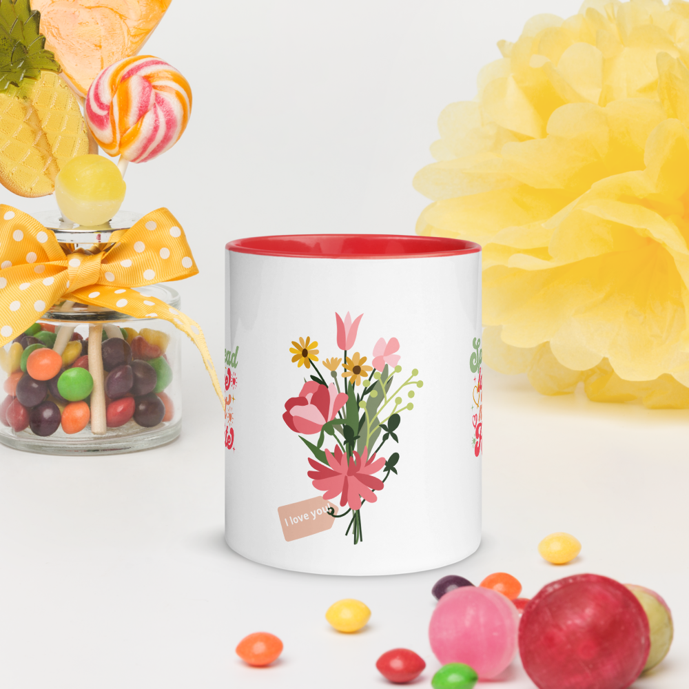 Spread Love Not Hate Flower Mug with Color Inside