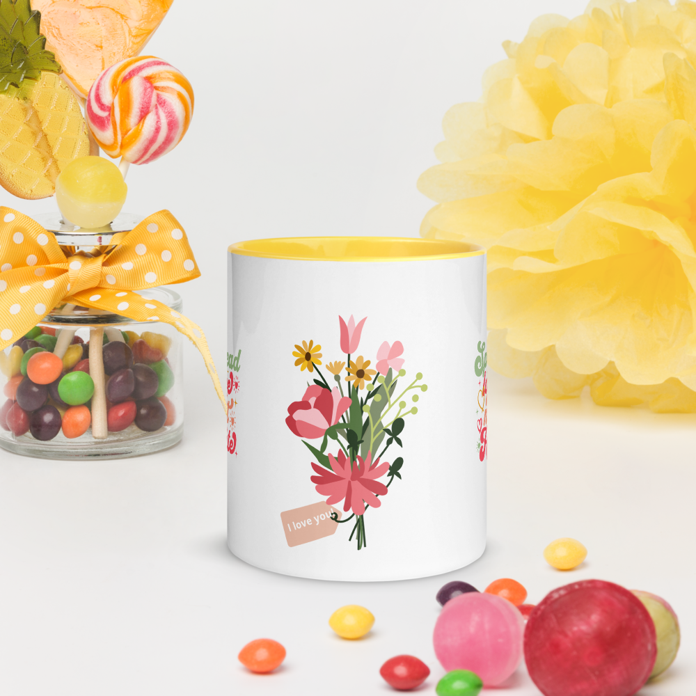 Spread Love Not Hate Flower Mug with Color Inside